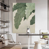 Large Nordic Green Beige abstract wall Green 3D texture painting abstract leaf painting modern living room abstract painting Minimalist Art