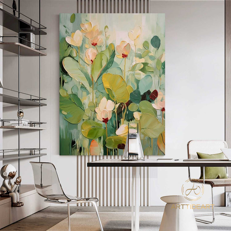 Abstract Flower Oil Painting On Canvas,Large Wall Art,Original Colorful Floral Landscape Painting,Custom Painting,Modern Wall Art Home Decor