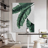 Tropical Green Leaves, 100% Handmade, Tropical Botanical, Leaf, Textured Painting, Acrylic Abstract Oil Painting, Wall Decor Living Room