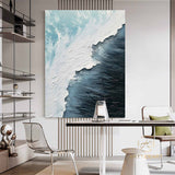 Ocean Waves Abstract Painting on Canvas Blue Abstract Painting 3D Textured Wall Art Abstract Minimalist Paintin Living Room Painting