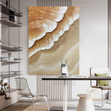 3D Minimalist Ocean Waves Art Painting Beige Texture Wall Art Heavy Texture Painting Wabi-Sabi Wall Art Neutral Wall Art Texture Wall Art