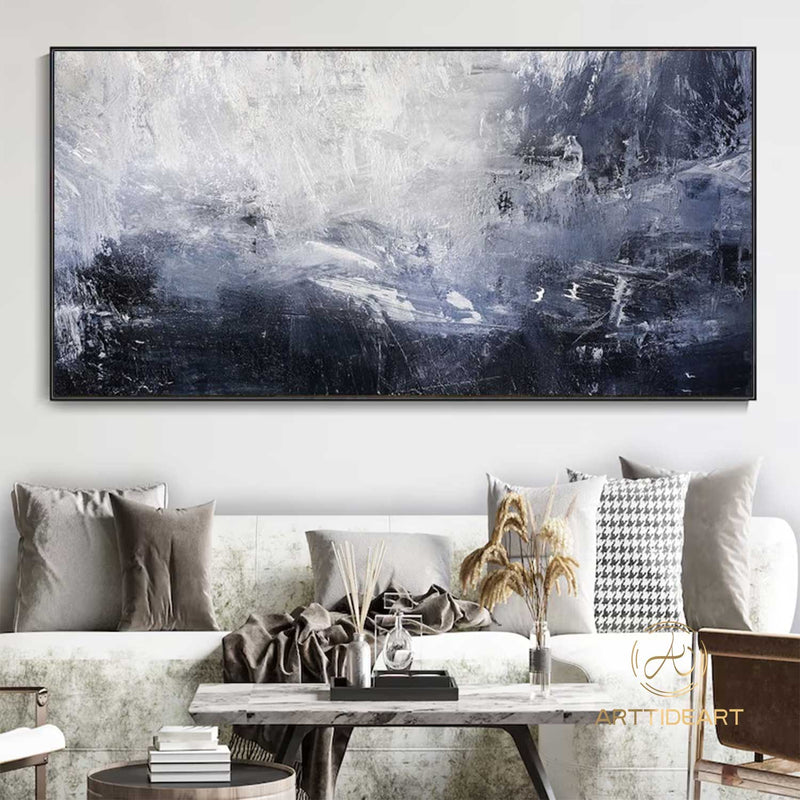 Original Sky Landscape Painting Deep Blue Sea Abstract Art Sea Level Abstract Oil Painting Abstract Art Oil Painting Large Wall Sea Painting