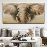 Elephant Original Painting Texture on Canvas, Wabi Sabi Framed Wall Art, POP Art Livingroom Bedroom Decor, Animal Elephant Art Gift For Her