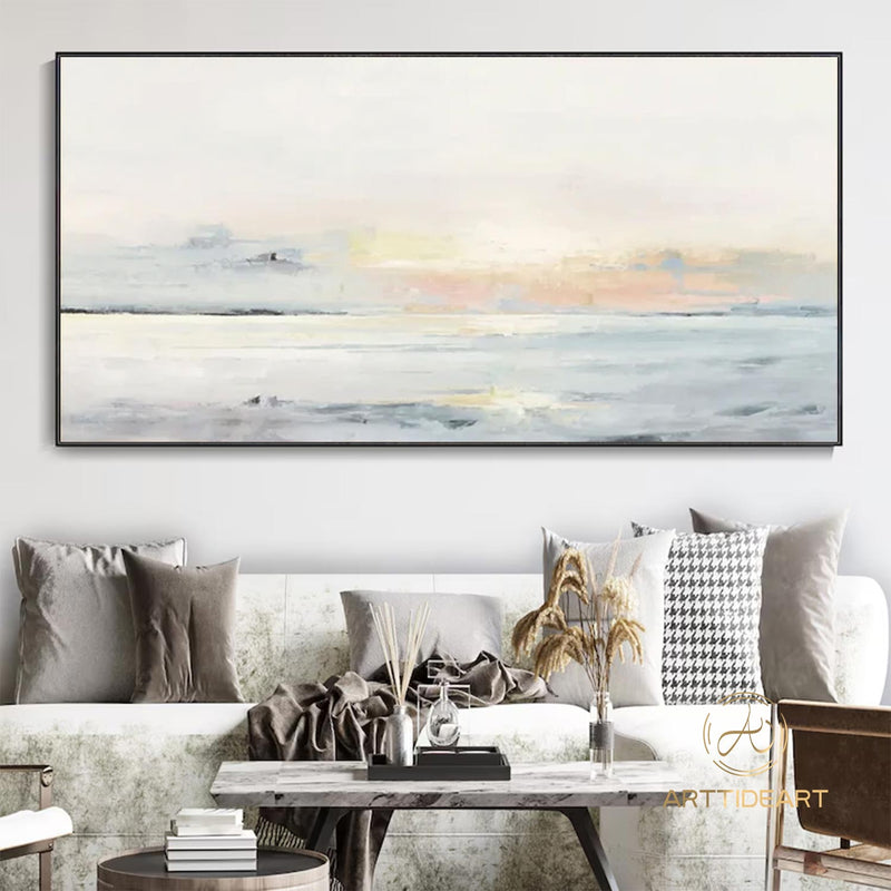 Large ocean sunset painting coastal wall art ocean painting sea level painting big sea abstract painting seascape painting ocean art canvas