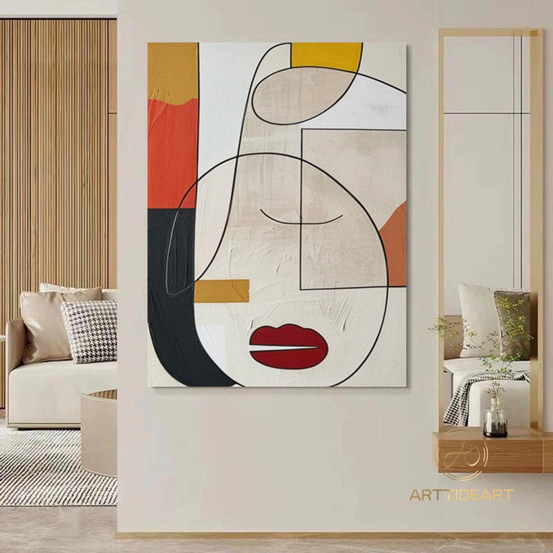 Abstract Figurative Art Black White Portrait Painting Abstract Art Colorful Portrait Contemporary Artwork Home Decor Wall Art
