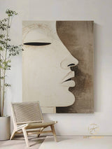 Large Faceless Portrait Painting Abstract Figure Wall Art Beige Brown Texture Painting on Canvas Woman Face Artwork Modern Texture Wall Art