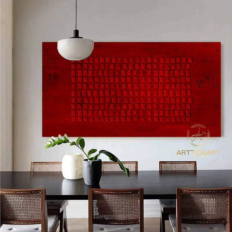 3D Minimalist Abstract Wall Art Heavy Textured Wall Art Wabi Sabi Wall Art Darkred Painting Neutral Wall Art Modern Art Red Canvas Art