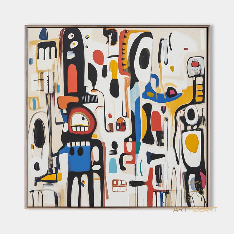 Original Abstract Colorful Cubist Faces Paintings On Canvas Picasso-Inspired Geometric Art Vibrant Modernism Oil Painting Home Wall Decor