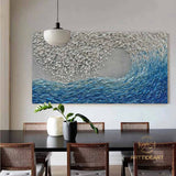 Texture Blue Wave Acrylic Painting Framed Surf Wave Painting On Canvas Abstract Ocean Canvas Art Wave Wall Art Large Wave Canvas Wall Decor