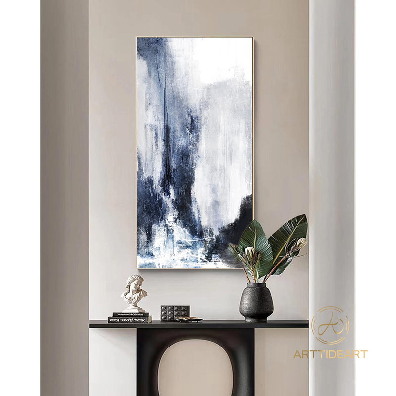 Original Blue White Large Abstract Painting,Modern Abstract painting,Blue Oil Hand Painting,Office Wall Art,Original Abstract,Textured Art