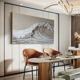 Abstract White and Beige Ocean Wave Painting, Large Canvas Wall Art, White Beige 3D Textured Wall Art, Minimalist Wall Art, Modern Wall Art