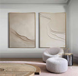 Set of 2 large pure beige white wall art 2 piece beige painting on canvas 3d textured wall art beige canvas art 2 set beige minimal art