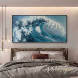 Blue Big Sea Wave Seascape Painting on Canvas Large Original Ocean Wall Art Beach Landscape Acrylic Painting Living Room Wall Art Home Decor