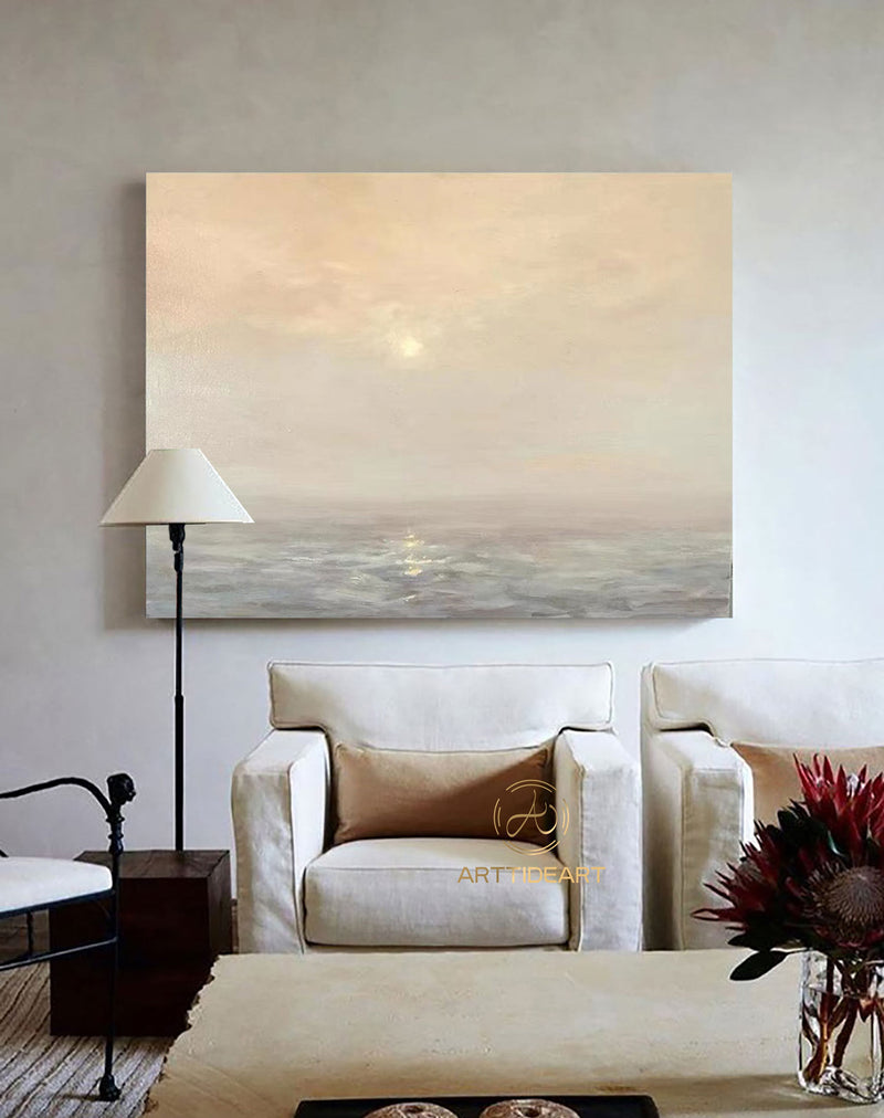 Large ocean sunset painting coastal painting Large wall art ocean painting beach painting big sea abstract painting landscape painting art