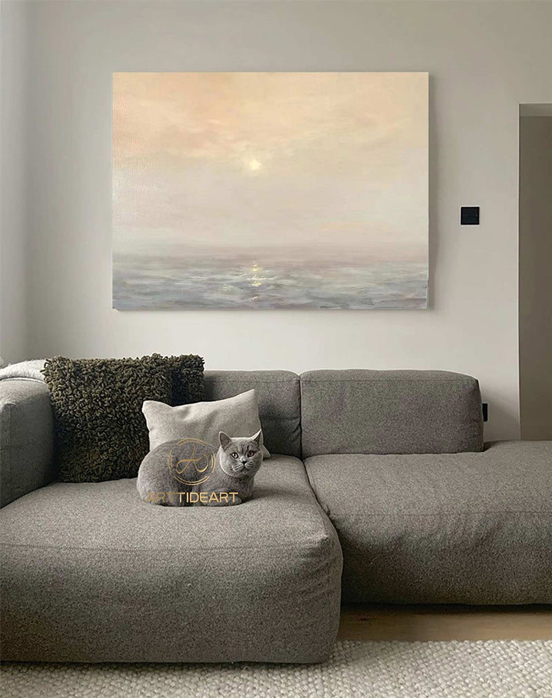 Large ocean sunset painting coastal painting Large wall art ocean painting beach painting big sea abstract painting landscape painting art