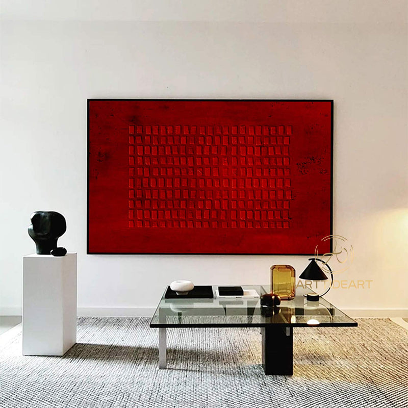 3D Minimalist Abstract Wall Art Heavy Textured Wall Art Wabi Sabi Wall Art Darkred Painting Neutral Wall Art Modern Art Red Canvas Art