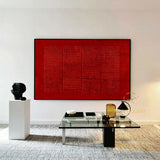 Large Red Abstract Painting Crimson Minimalist wall Painting Red 3D Textured Painting Modern abstract wall art Minimalist Painting Art