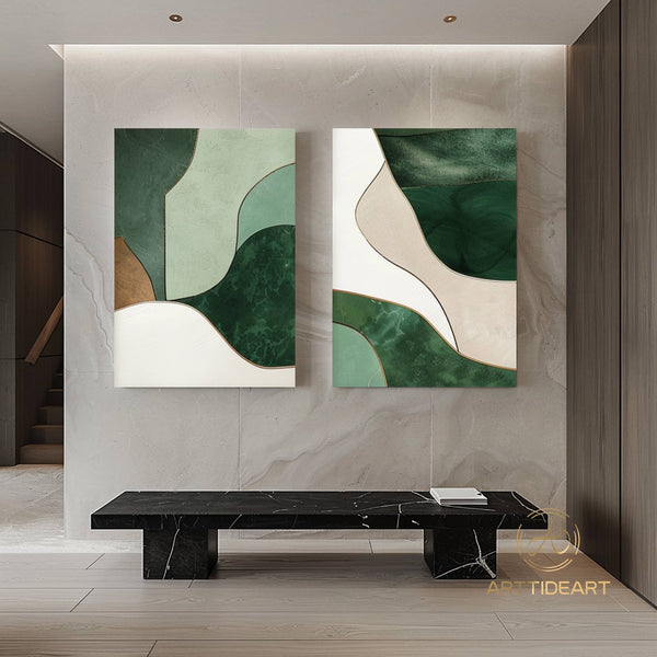 Pure Green Minimalist Art Living Room Set Of 2 Art Green Wall Decor The Art Behind The Sofa Advanced Green Wall Art Green Texture Art