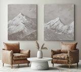 Set of 2 white Snow mountain painting Set of 2 Snow mountain abstract wall ar Set of 2 Beige textured wall art white abstract art