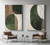 2 Pieces Green Texture Painting Dark Green Abstract Wall Art Sage Green Texture Painting Modern Abstract Painting Set of 2 Brown Artwork