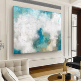 Cloud Painting,Abstract Sky Painting,Large Canvas Art,Green And White Painting,Light Green abstract Sky Painting,Original Sky Art Painting