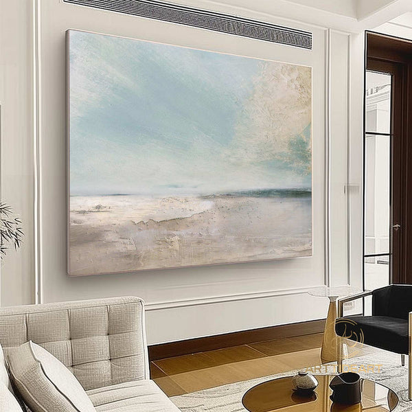 Large sky and sea painting beach scene painting original large ocean canvas painting blue green sky painting living room canvas painting