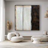 Beige Abstract Wall Art Wabi-Sabi Wall Art Neutral Beige Texture Painting Large Black Abstract Painting on Canvas Black Texture Wall Art