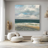 Blue Big Sea Wave Seascape Painting on Canvas Large Original Ocean Wall Art Beach Landscape Acrylic Painting Living Room Wall Art Home Decor