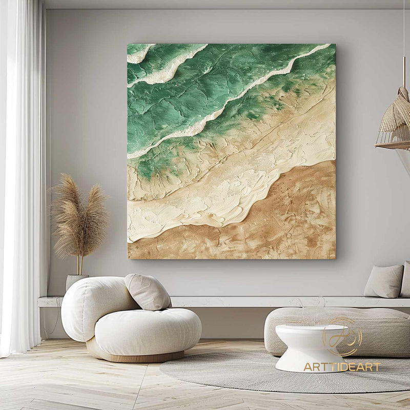 Large Wall Art Abstract Ocean Painting 3D Ocean Texture Painting Ocean Waves Painting Original Ocean Art Original Beach Home Decor