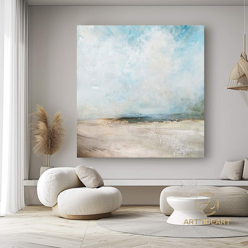 Original Beach Abstract Painting Large Sky And Sea Painting Large Ocean Canvas Painting Cloud Painting Painting For Living Room Seascape Art