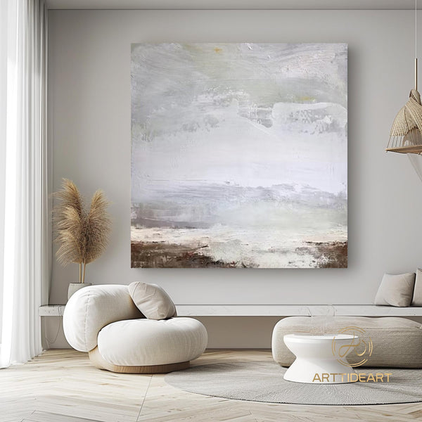 Large Beige Abstract Landscape Painting,Bright Brown Painting Original Abstract Coastal Landscape Beach Landscape Wall Art Sky Art Painting