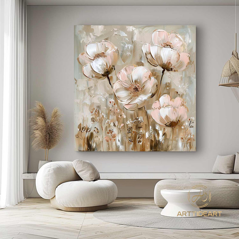 Original Colorful Flower Painting on Canvas Textured Wall Art Custom Canvas Art Floral Painting Modern Art Living Room Wall Art Fancy Art