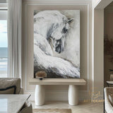 Horse painting,Horse art,Oversize Horse Painting,Original white horse large painting, Hand Made Wall Art ,Oil Painting,Acrylic painting