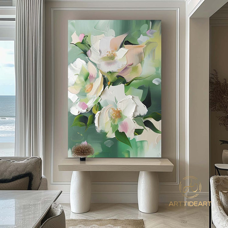 Original Floral Abstract Oil Painting 3D Textured Wall Art Colorful Modern Canvas Art Large Customizable Flower Painting Living Room Decor