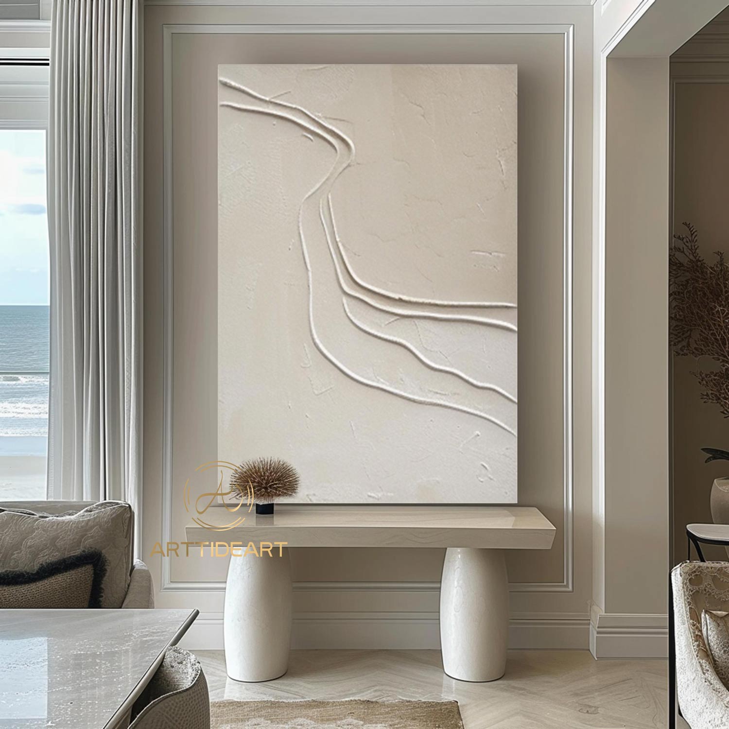 Beige Abstract Wall Art Wabi-Sabi Wall Art Neutral Beige Texture Painting Large Beige Abstract Painting on Canvas Beige Texture Wall Art