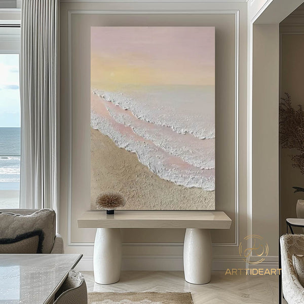 Original Ocean Wave Oil Painting on Canvas, Large Wall Art, Abstract Sea Landscape Painting Beach Decor, Boho Wall Decor Living Room Art