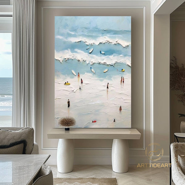 The Beach Joys Wall Art Hand Painted Extra Large Heavy Textured Painting Knife Palette Beach Painting Abstract Sea Wall Art Contemporary Art