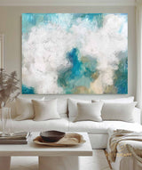 Cloud Painting,Abstract Sky Painting,Large Canvas Art,Green And White Painting,Light Green abstract Sky Painting,Original Sky Art Painting