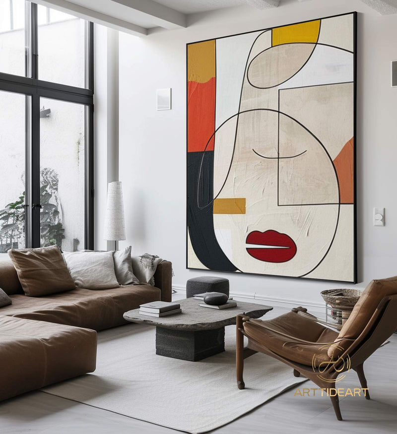 Abstract Figurative Art Black White Portrait Painting Abstract Art Colorful Portrait Contemporary Artwork Home Decor Wall Art
