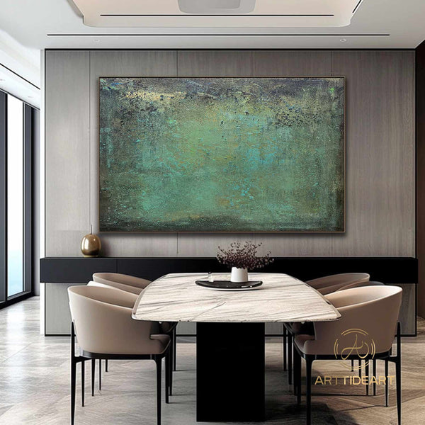 green wall art Green minimalism painting green canvas painting green abstract art green canvas wall art Large green abstract painting