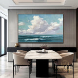 Large Abstract Clouds Oil Painting on Canvas, Original Landscape Canvas Wall Art, Modern Hand-painted Sky and Clouds Painting, Bedroom Decor