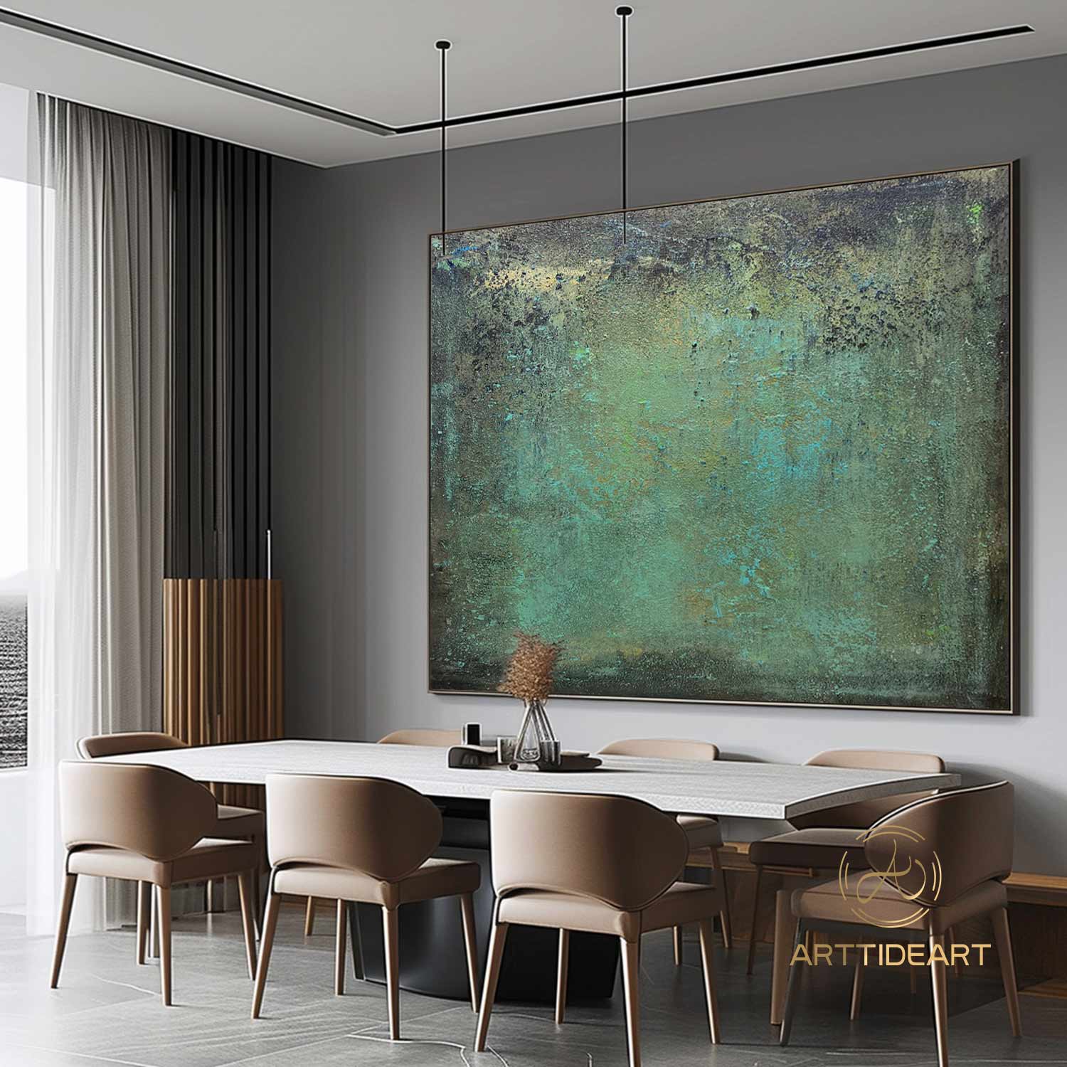 green wall art Green minimalism painting green canvas painting green abstract art green canvas wall art Large green abstract painting