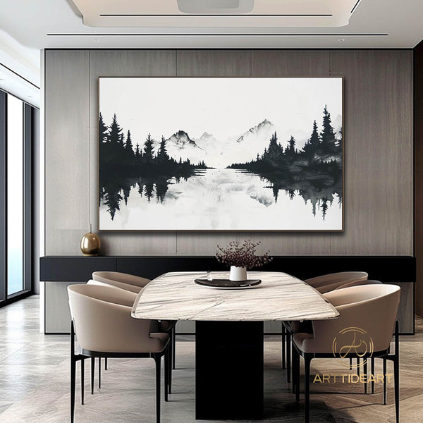 Large Abstract Forest Oil Painting On Canvas Black Tree wall Art Original Nature Landscape Painting Custom Painting Modern Living Room Decor