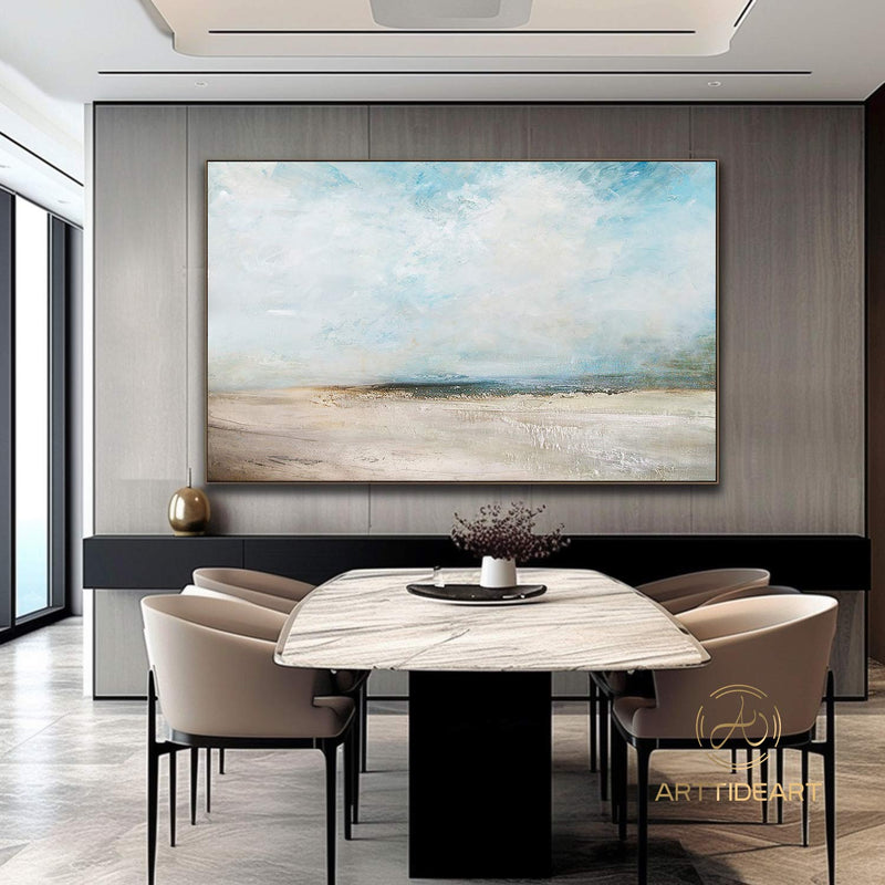 Original Beach Abstract Painting Large Sky And Sea Painting Large Ocean Canvas Painting Cloud Painting Painting For Living Room Seascape Art