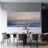 Sea Canvas Oil Painting, Holiday Seascape Texture Art, Blue Sky Cloud Mural Ocean Living Room Decor Painting sunset painting Custom Painting