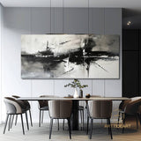 Large original abstract painting minimalist abstract painting black and white painting black white wall art black white wall canvas painting