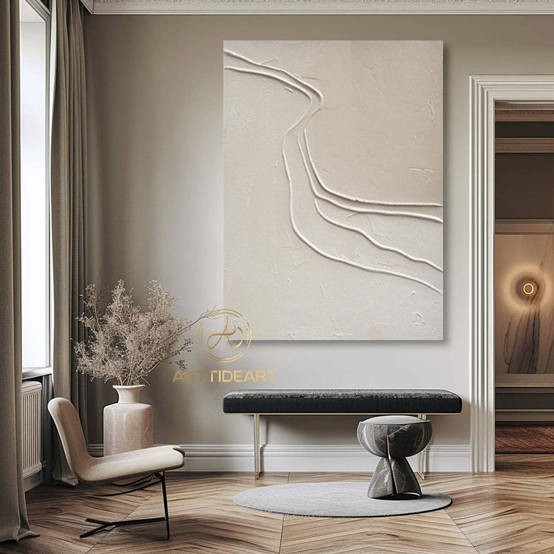 Beige Abstract Wall Art Wabi-Sabi Wall Art Neutral Beige Texture Painting Large Beige Abstract Painting on Canvas Beige Texture Wall Art