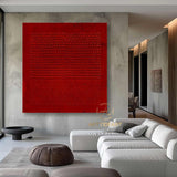 Large Red Abstract Painting On Canvas Wabi Sabi Texture Wall Art Red Minimalist Painting Boho Wall Decor Entrance Wall Decor For Living Room