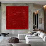 Large Red Abstract Painting On Canvas Wabi Sabi Texture Wall Art Red Minimalist Painting Boho Wall Decor Entrance Wall Decor For Living Room