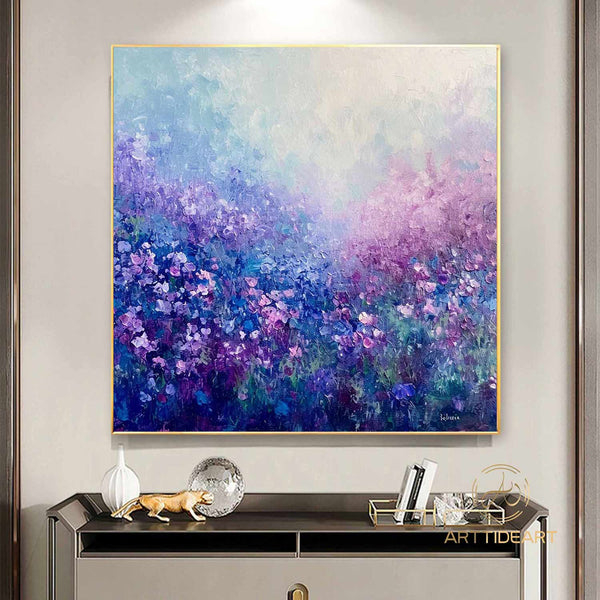 Original Oil Painting On Canvas, Abstract Modern Colorful Flower Painting, Large Wall Art, Boho Wall Décor, Home Decor, Bedroom Wall Decor